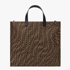 Fendi Unisex Shopper Brown Jacquard FF Vertigo Bag