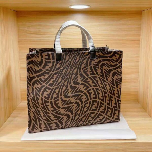 Fendi Women Shopper Brown Jacquard FF Vertigo Bag (3)