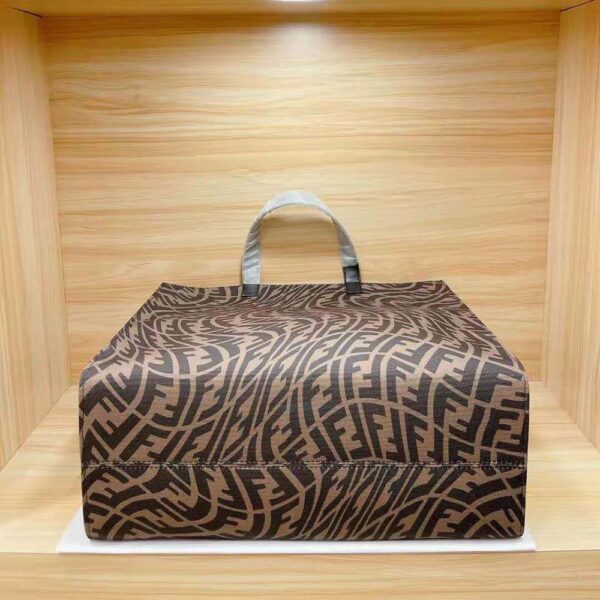 Fendi Women Shopper Brown Jacquard FF Vertigo Bag (8)