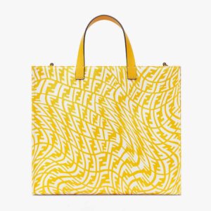 Fendi Unisex Shopper Yellow Glazed Canvas Bag