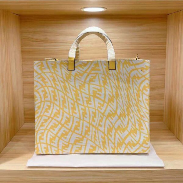 Fendi Women Shopper Yellow Glazed Canvas Bag (2)