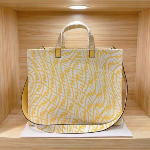 Fendi Women Shopper Yellow Glazed Canvas Bag (4)