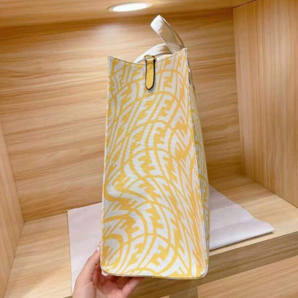 Fendi Women Shopper Yellow Glazed Canvas Bag (6)
