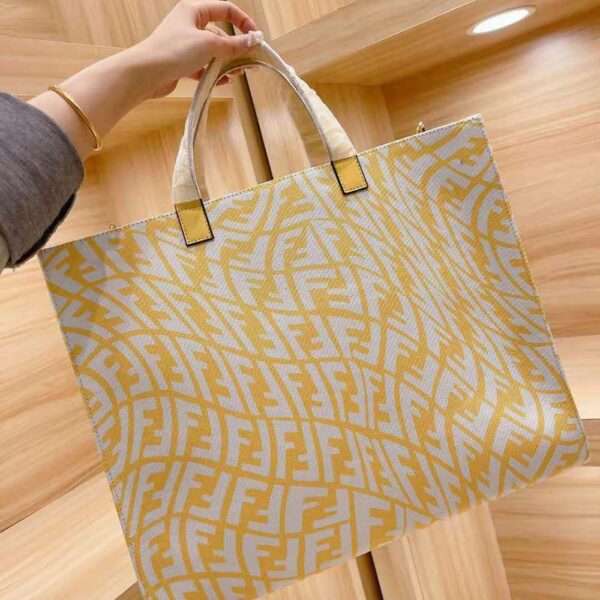 Fendi Women Shopper Yellow Glazed Canvas Bag (7)