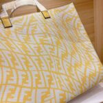 Fendi Unisex Shopper Yellow Glazed Canvas Bag - immagine 8