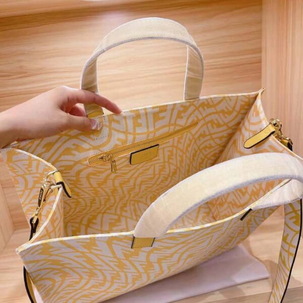 Fendi Women Shopper Yellow Glazed Canvas Bag (9)