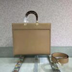 Fendi Women Sunshine Medium White Leather Shopper with Decorative Stitching - Image 3