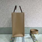 Fendi Women Sunshine Medium White Leather Shopper with Decorative Stitching - Image 4