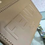 Fendi Women Sunshine Medium White Leather Shopper with Decorative Stitching - Image 6