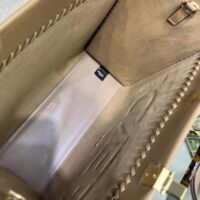 Fendi Women Sunshine Medium Brown Leather Shopper with Decorative Stitching (1)