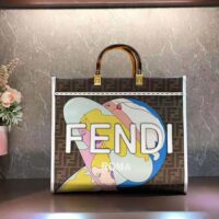 Fendi Women Sunshine Medium FF Glazed Fabric Shopper with Inlay (1)