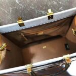 Fendi Women Sunshine Medium FF white Glazed Fabric Shopper with Inlay - Image 8