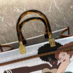 Fendi Women Sunshine Medium FF white Glazed Fabric Shopper with Inlay - Image 6