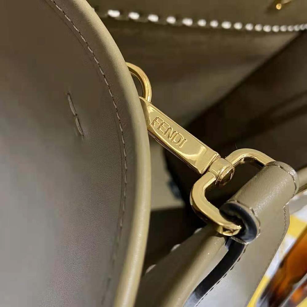 Fendi Women Sunshine Medium Gray Leather and Elaphe Shopper