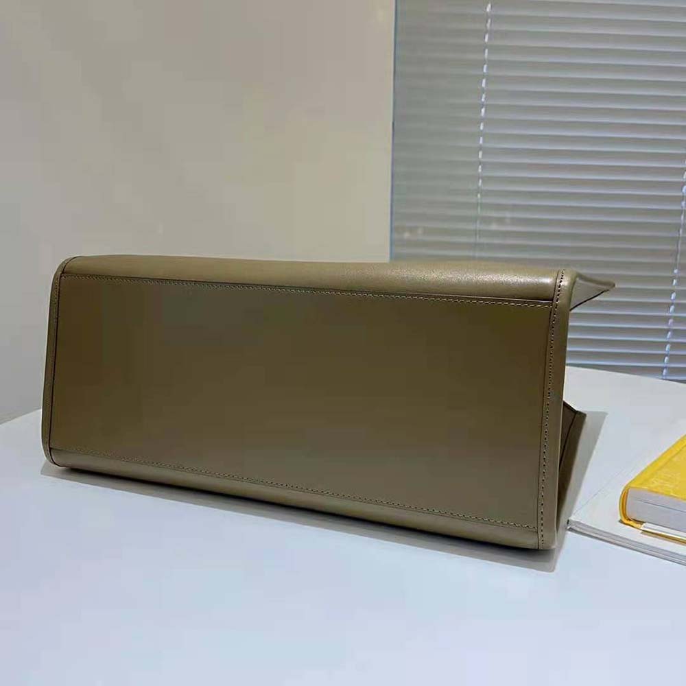 Fendi Women Sunshine Medium Gray Leather and Elaphe Shopper
