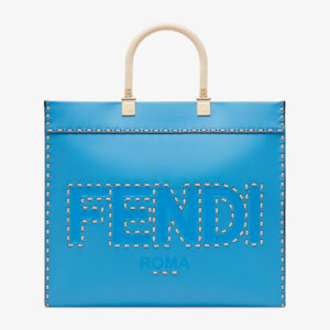 Fendi Women Sunshine Medium Leather Shopper-Blue