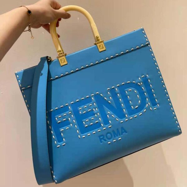 Fendi Women Sunshine Medium Leather Shopper-Blue (2)