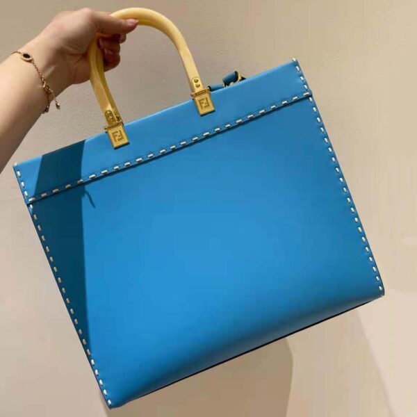 Fendi Women Sunshine Medium Leather Shopper-Blue (3)
