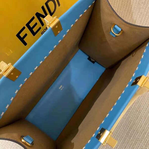 Fendi Women Sunshine Medium Leather Shopper-Blue (6)