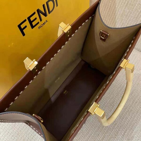 Fendi Women Sunshine Medium Leather Shopper-Maroon (5)