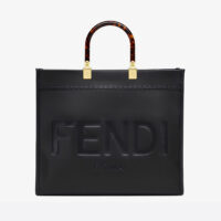 Fendi Women Sunshine Medium Leather Shopper-Black