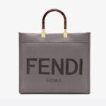 Fendi Women Sunshine Medium Leather Shopper-Grey