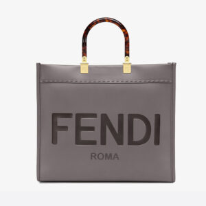 Fendi Women Sunshine Medium Leather Shopper-Grey