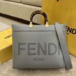 Fendi Women Sunshine Medium Leather Shopper-Grey - Bild 2