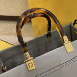 Fendi Women Sunshine Medium Leather Shopper-Grey - Bild 6