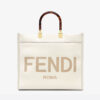 Fendi Women Sunshine Medium Leather Shopper-White