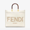 Fendi Women Sunshine Medium Leather Shopper-White