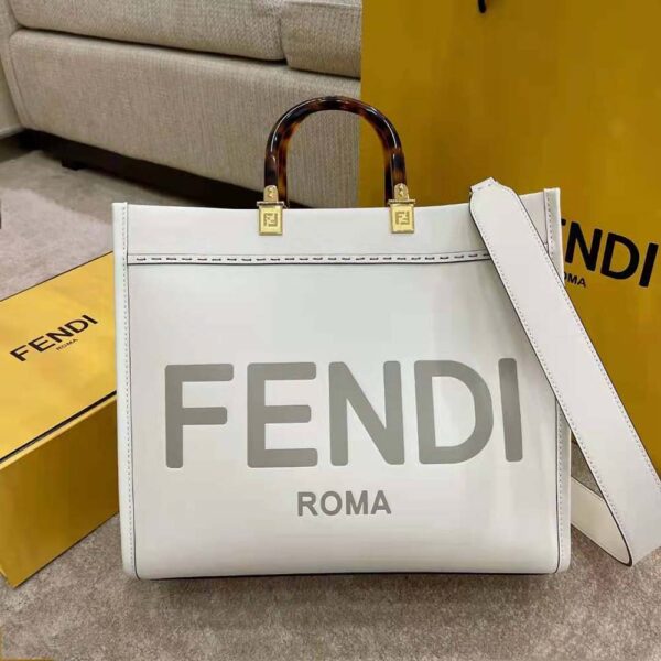 Fendi Women Sunshine Medium Leather Shopper-white (2)