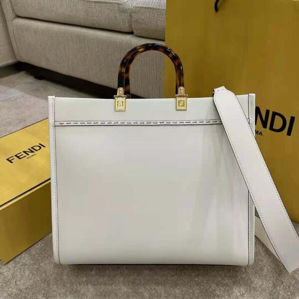 Fendi Women Sunshine Medium Leather Shopper-white (4)