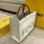 Fendi Women Sunshine Medium Leather Shopper-White - Bild 5