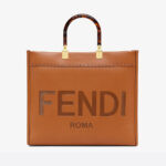 Fendi Women Sunshine Medium Leather Shopper-Brown
