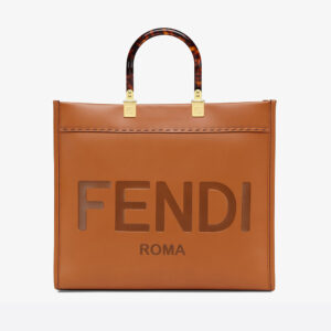 Fendi Women Sunshine Medium Leather Shopper-Brown