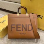 Fendi Women Sunshine Medium Leather Shopper-Brown – Image 2