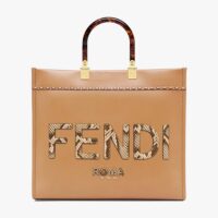 Fendi Women Sunshine Medium Light Brown Leather and Elaphe Shopper Bag (1)