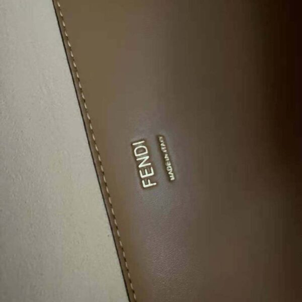 Fendi Women Sunshine Medium Light Brown Leather and Elaphe Shopper Bag (10)
