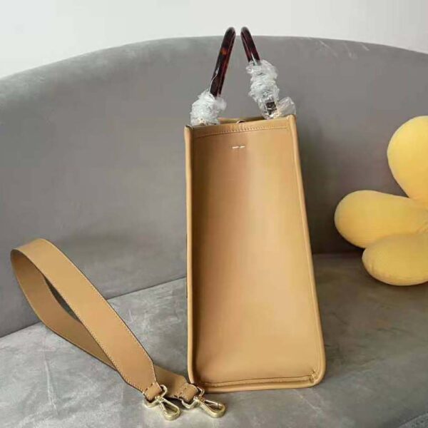 Fendi Women Sunshine Medium Light Brown Leather and Elaphe Shopper Bag (4)