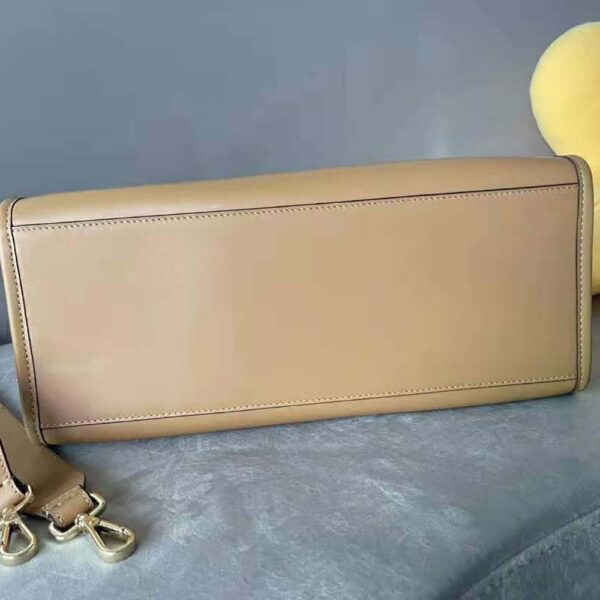 Fendi Women Sunshine Medium Light Brown Leather and Elaphe Shopper Bag (6)