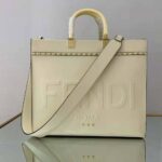 Fendi Women Sunshine Medium White Leather Shopper – Image 2