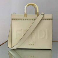 Fendi Women Sunshine Medium White Leather Shopper (1)
