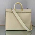 Fendi Women Sunshine Medium White Leather Shopper – Image 3