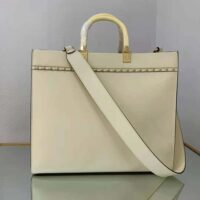 Fendi Women Sunshine Medium White Leather Shopper (1)