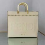 Fendi Women Sunshine Medium White Leather Shopper – Image 4