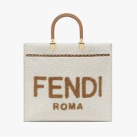 Fendi Women Sunshine Medium White Sheepskin Shopper (1)