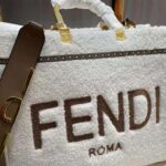 Fendi Women Sunshine Medium White Sheepskin Shopper – Image 4