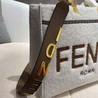 Fendi Women Sunshine Medium White Sheepskin Shopper (1)