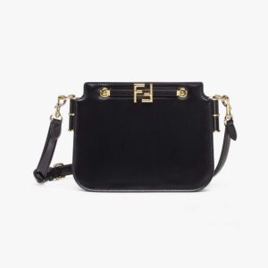 Fendi Women Touch Leather Bag with A Metal FF Clasp-Black